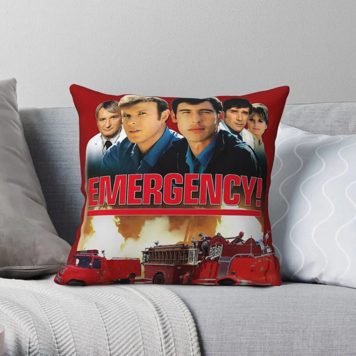 Retro 70s Medical Drama Emergency Square federa poliestere lino velluto modello Zip federa decorativa fodera per cuscino per la casa