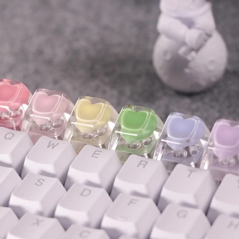Keycaps personalizzati in resina trasparente Love Heart Handmade Keycap per Cherry Mx Switch tastiera da gioco meccanica