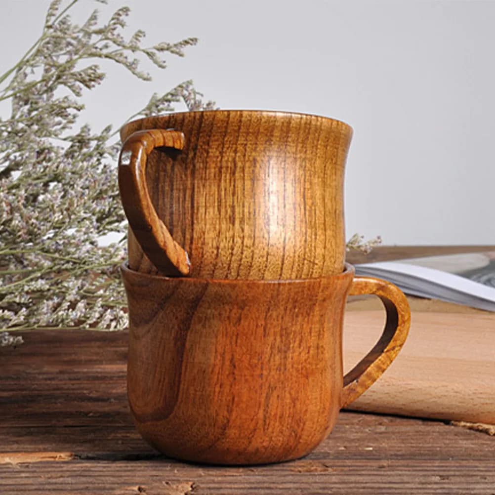 Solid Jujube Wood Mug Handcrafted Wooden Beer Cup Lightweight Thermal Insulated for Home Bar Cafe Restaurant Tea House Wooden