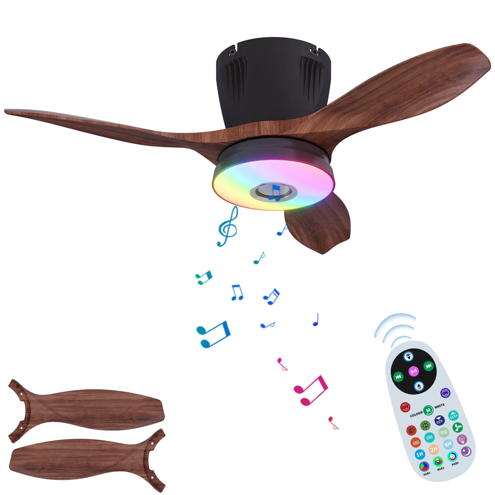 2025 Nuovo ventilatore da soffitto transfrontaliero Luce semplice per ventilatore da soffitto RGB per camera da letto, ristorante Ventilatore elettrico LED Nero Bianco