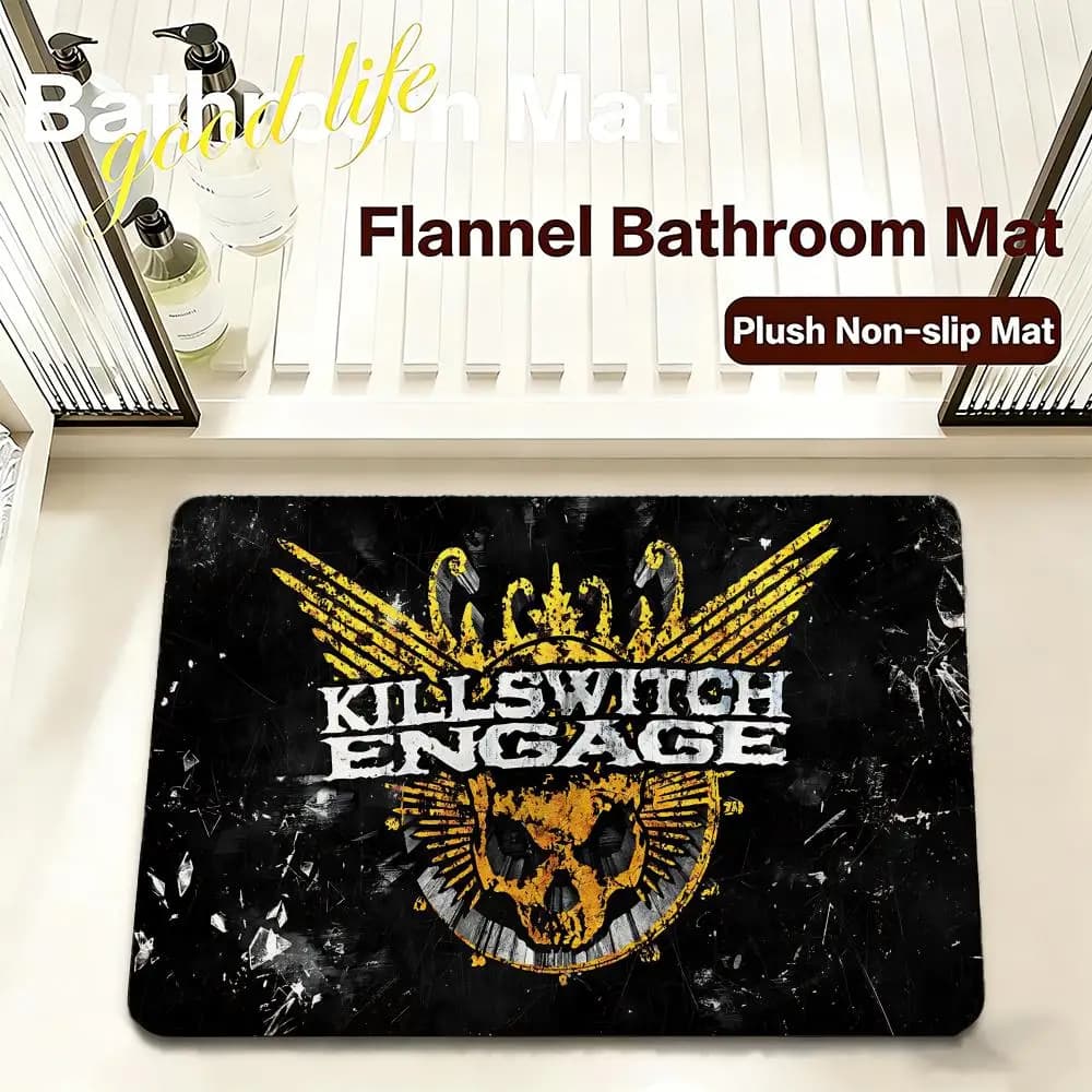 Tappetino da bagno in flanella Metal K-Killswitch EngageS, ad asciugatura rapida, antiscivolo, morbido, resistente, per ingresso e bagno