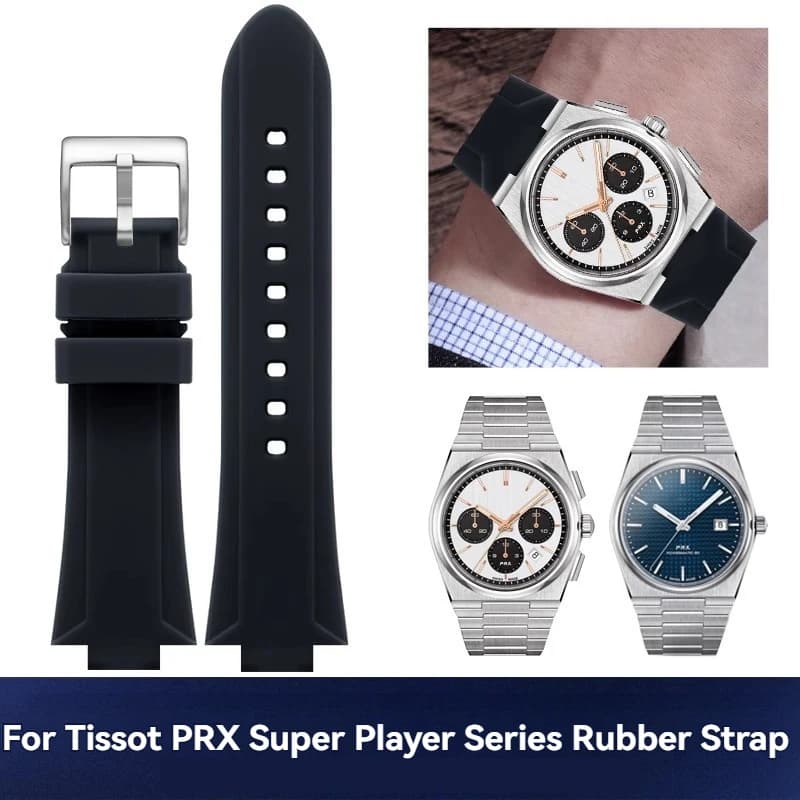 24x11mm 26x12mm Silicone Rubber Watch Strap for Tissot PRX Super Player T137.407.11 Convex Bracelet Men Women Watchband