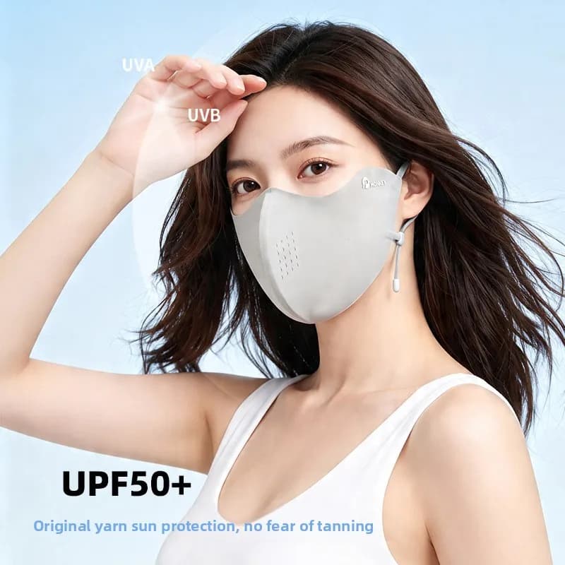 Summer New Sunscreen Mask for Women with High Beauty, Breathable 3D Stereoscopic Support, Ice Silk, Eye Protection, Adjustable