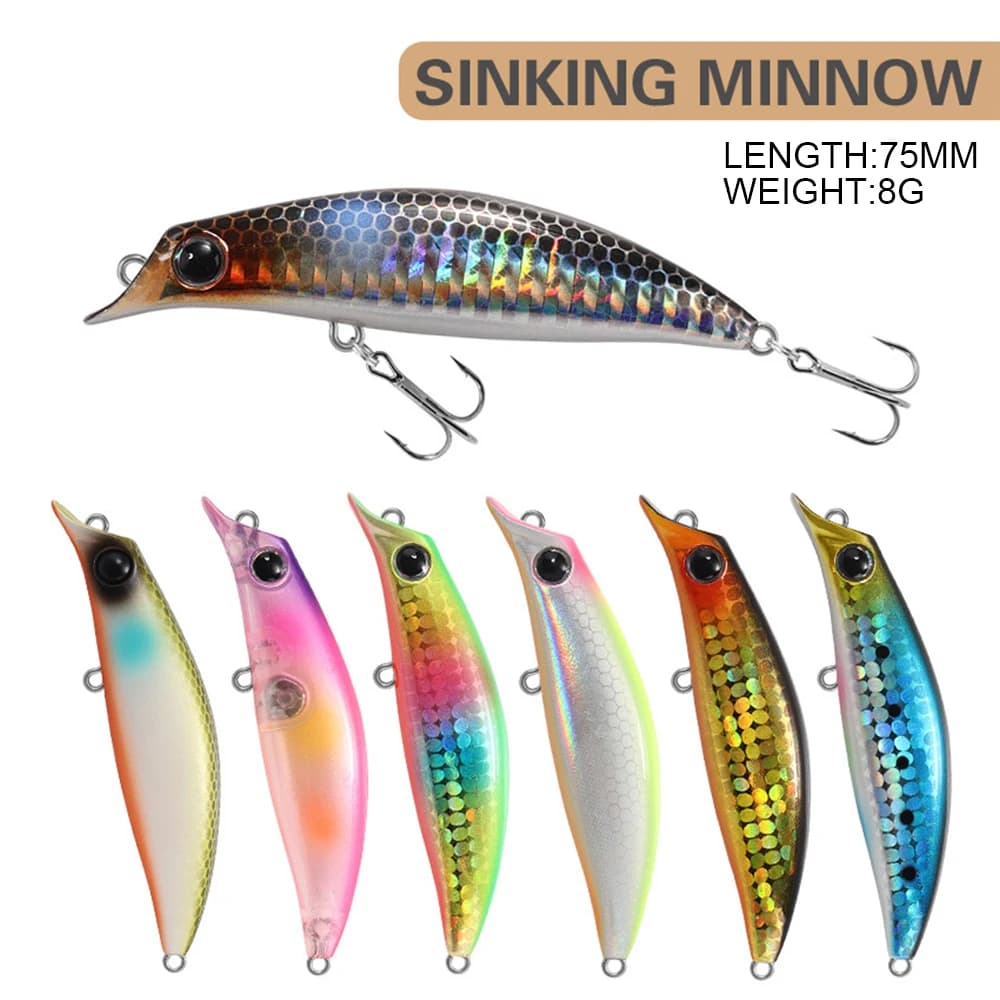 7.5 centimetri 8g Richiamo di Pesca Dei Ciprinidi Wobbler Lungo Cast Affondamento Traina Jerkbait Swimbait Artificiale Esca Dura Trota Bass Esca richiamo