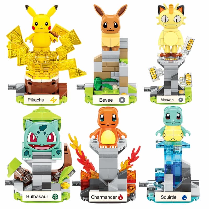 Blocchi da Costruzione Pokemon Mini Pikachu-Claw Crane, Modelli Assemblabili di Charizard, Pikachu, Squirtle, Bulbasaur, Giocattolo Educativo Fai-da-Te per Regalo