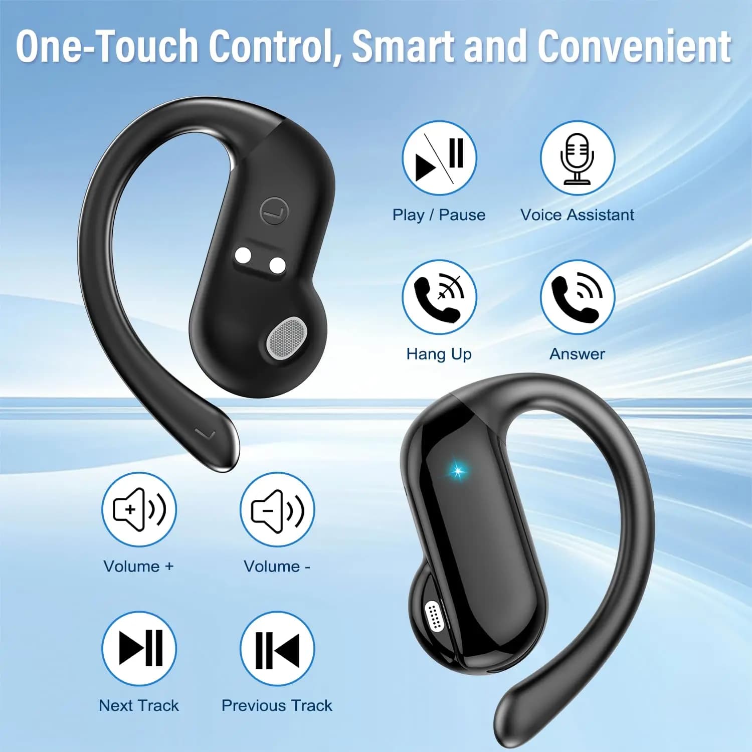 Auricolari Open-Ear 2026 Bluetooth 5.4 Wireless, Cuffie Ultra Leggere 6.4g con Driver da 14mm, Microfono ENC, Batteria 32H, Impermeabili IPX7, Gancio per Orecchio, per Sport Corsa Ciclismo Palestra iOS Android