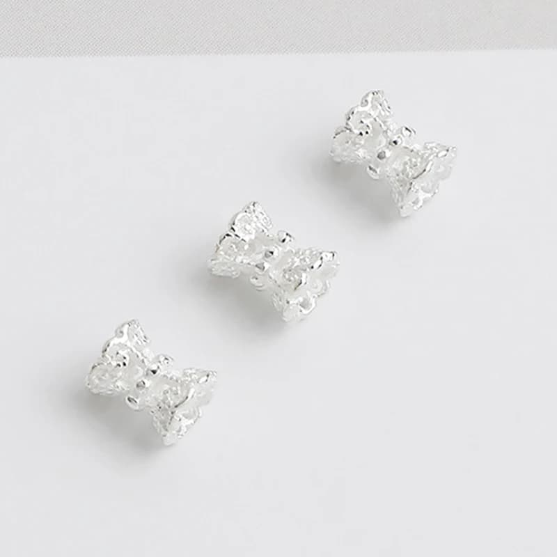2 pz/lotto 925 Sterling Silver Hollow Doppi Lati Bead Caps 4.8x3.7mm Manuale Perline Bracciali Titolare Fiore Cap Coperture Gioielli FAI DA TE