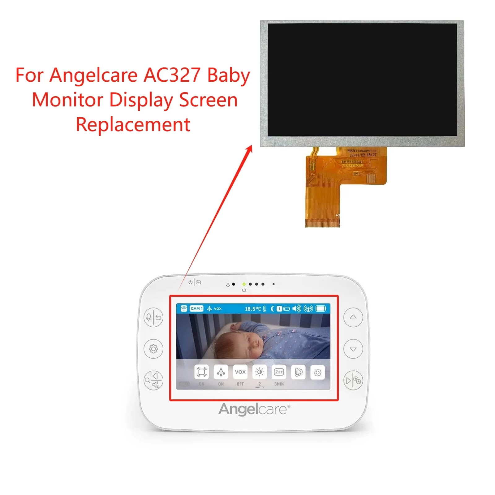 NUOVO LCD da 4,3 pollici per la riparazione dello schermo di visualizzazione del baby monitor Angelcare AC327