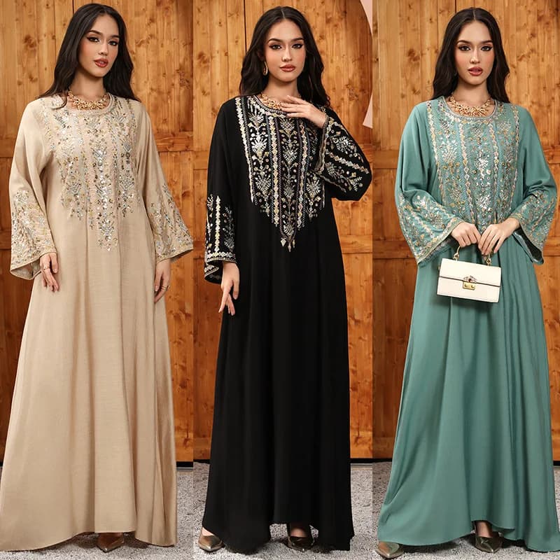 Donne Jalabiya Dubai Vestito Abaya Eid Ramadan Party Splendidi Abiti Lunghi Musulmano Ricamo Abiti Largos Robe Arabo Saudita 2026