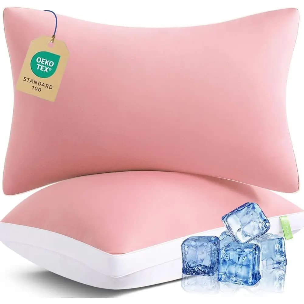 Set di 2 cuscini Silky Sot Queen Size, cuscini da letto reversibili in alternativa alla piuma, tessuto fresco e delicato sulla pelle, lusso per capelli e pelle.