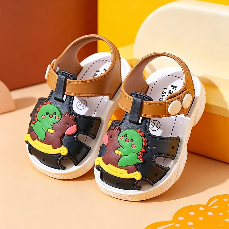 Toddler Kids Cartoon Rabbit & Dinosaur Closed Toe Sandals, Non-Slip Breathable Summer Outdoor Casual Shoes