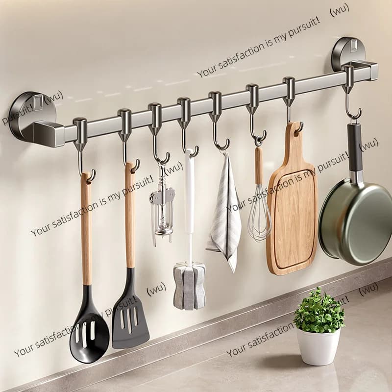 Suction cup, kitchen hook, no punching, kitchen rack, wall-mounted storage, row hook, spatula, drain hanging shelf
