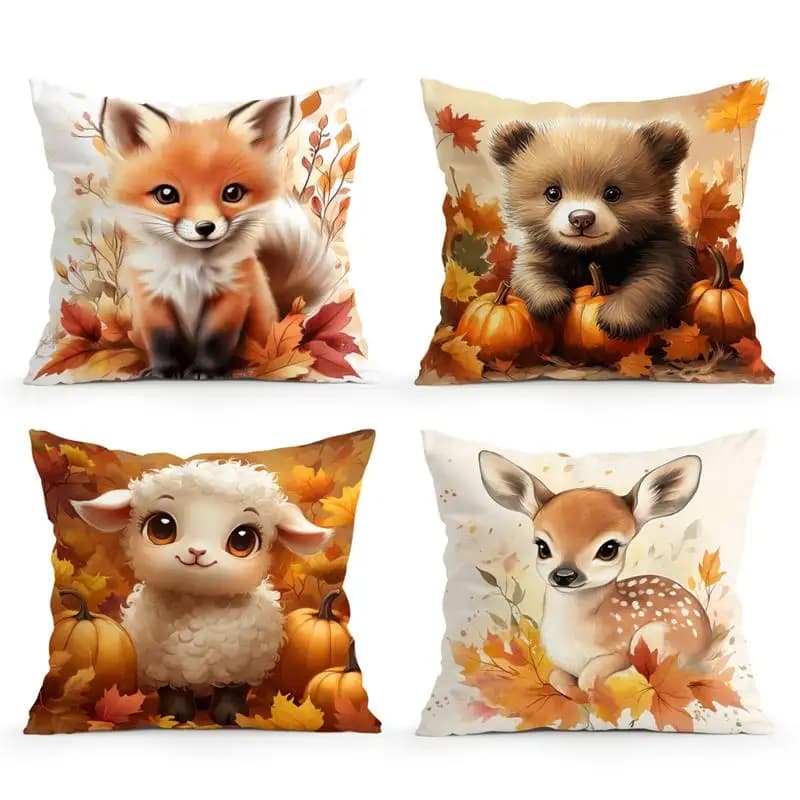 Home Decorations Cute Autumn Animals Cushion lining for home cushion cover model suitable for sofa bedroom Car cushion cover