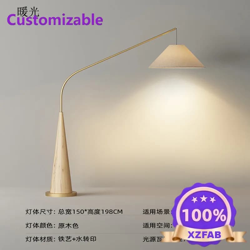 Factory Direct 2026 Living room decorative floor lamp log wind sofa fishing lamp 2026 new bedroom atmosphere lamp