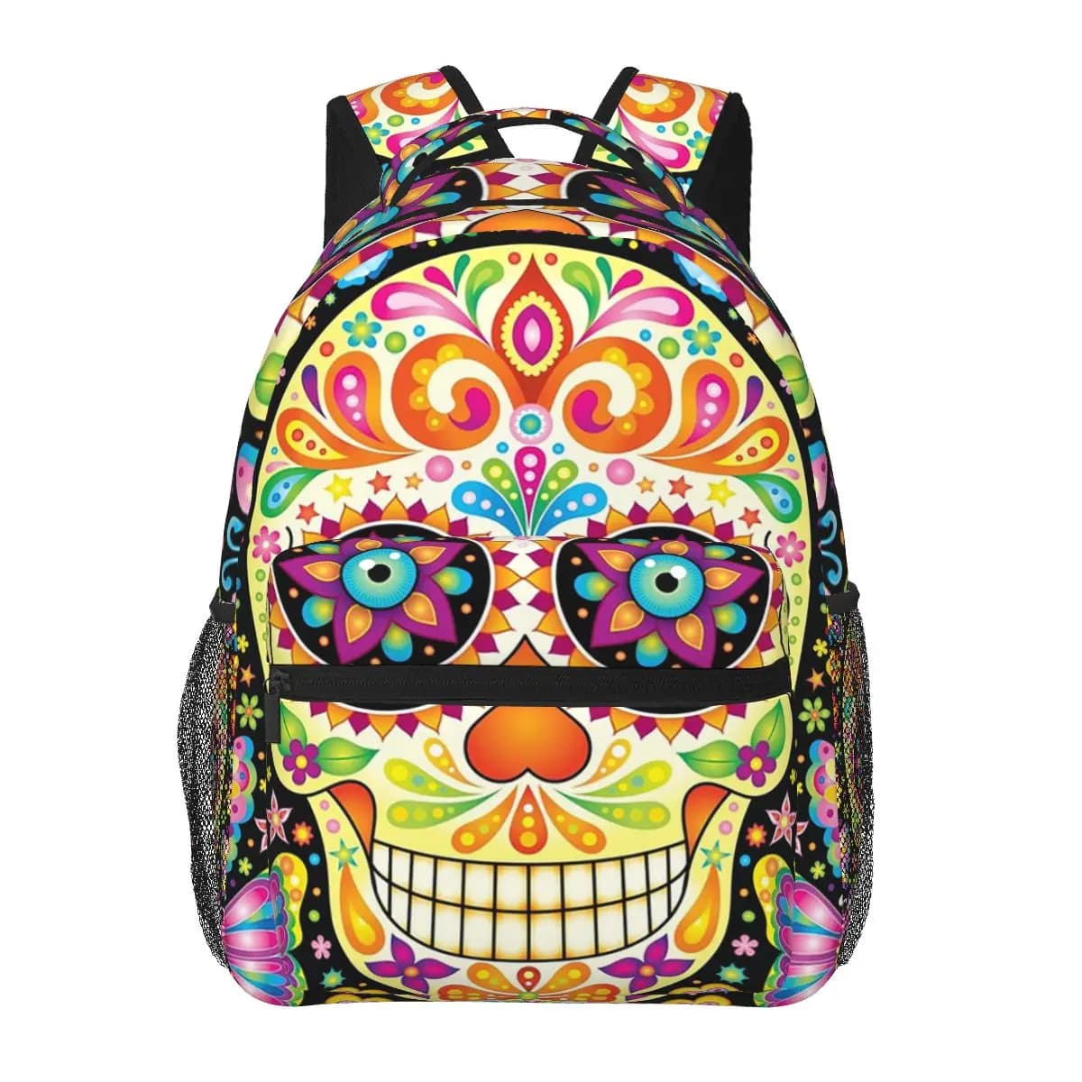Zaino per studenti con teschio di zucchero messicano, Day Of The Dead, borsa da scuola, zaino da viaggio per escursioni, per ragazzi e ragazze, borsa a tracolla