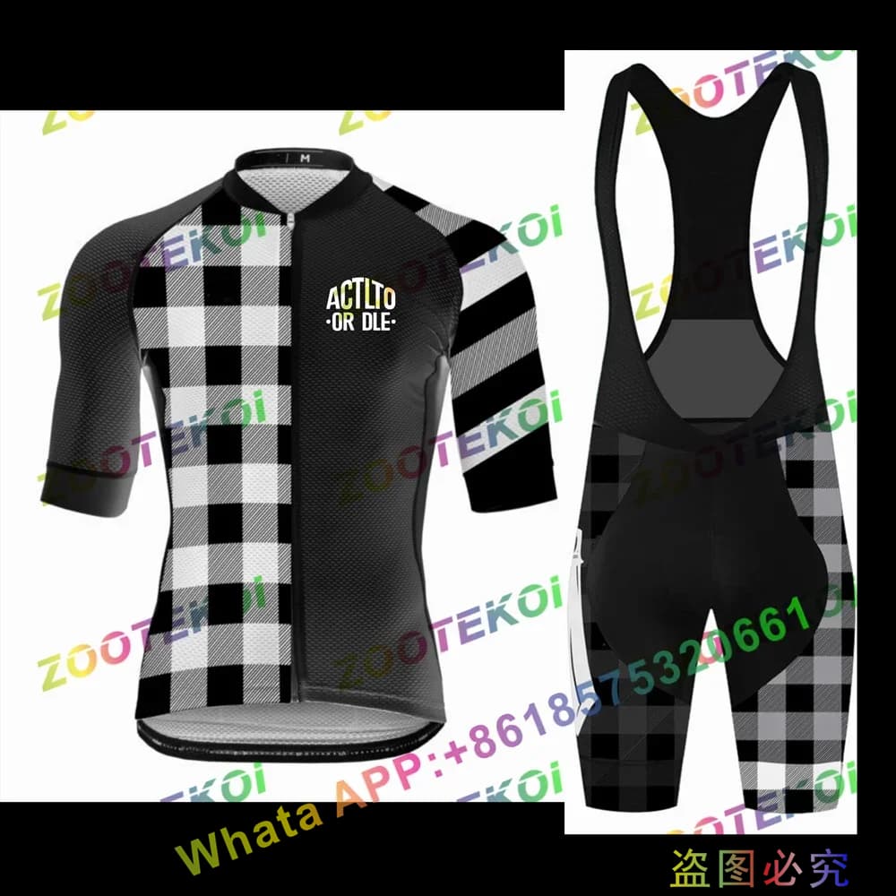 New Cycling Jersey Set Men Short Sleeves Bib Shorts Gel Breathable Pad Breathable Quick Dry Bike Clothing Kit Road Biking MTB
