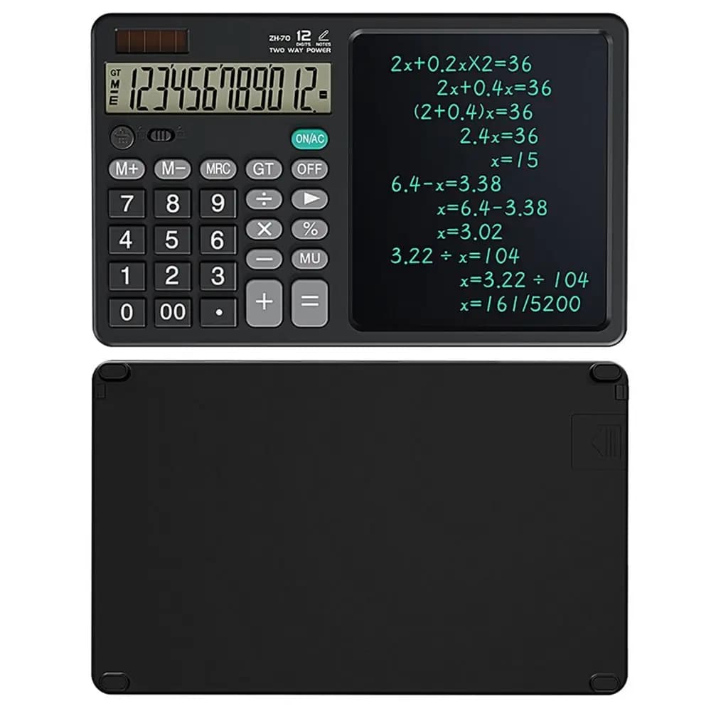 Calcolatrice scientifica 2in1 Display portatile a grande schermo Blocco da disegno LCD per ufficio Tavoletta da scrittura digitale pratica cancellabile
