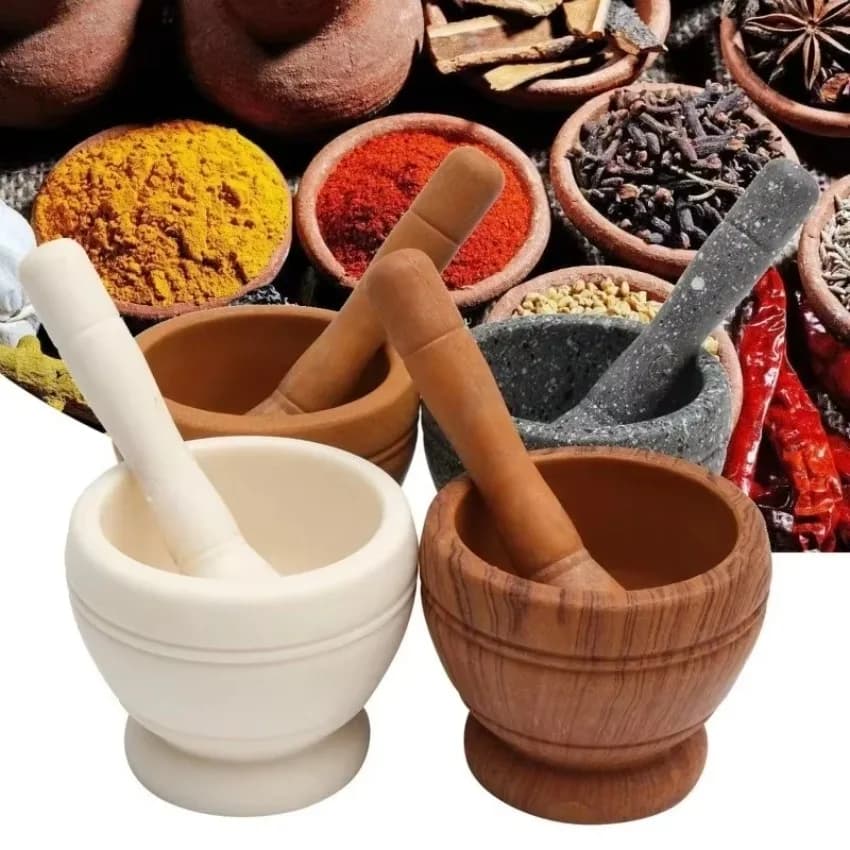Set of Mortaio and Pestello in Resin for Garlic, Herbs and Spices, Kitchen Tools for Restaurants