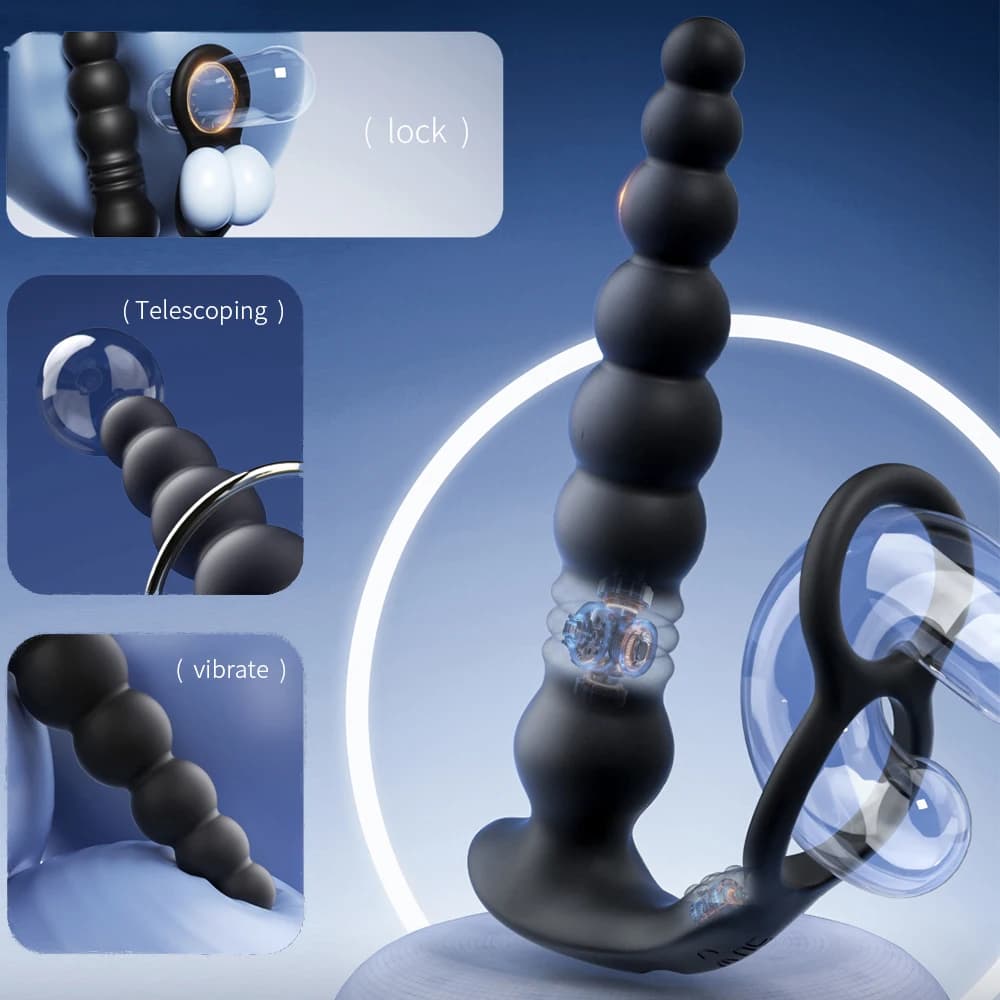 Perline telescopiche vibratore anale massaggiatore della prostata maschile anello del pene butt plug telecomando masturbatore giocattoli del sesso forniture per adulti