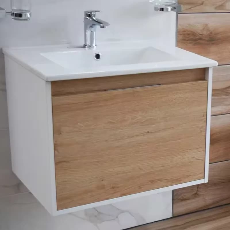 Mobile bagno con specchio, mobile lavabo singolo con specchio a parete - Promozione vendite