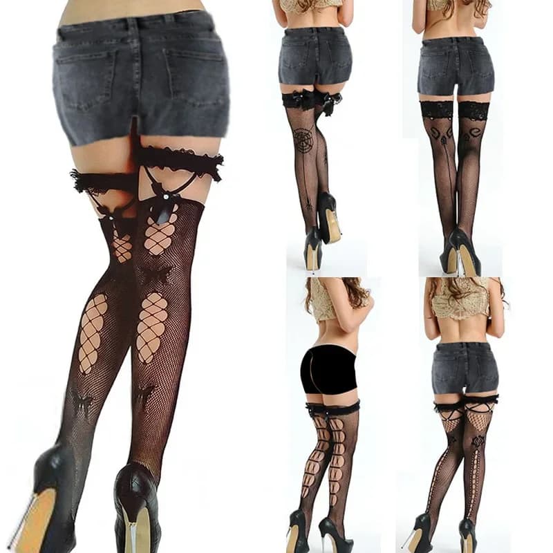 Fish mesh socks in lace dug for women Sexy mesh tights Seamless socks jacquard Tube over the knee Sexy lingerie Socks