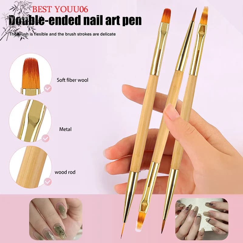 (YOUU06) Pennello per Unghie a Doppia Punta, Penna per Sfumature, Pennello per Gel, Pennello per Fiori, Pennello per Disegno, Pennelli per Manicure, Strumento da Salone