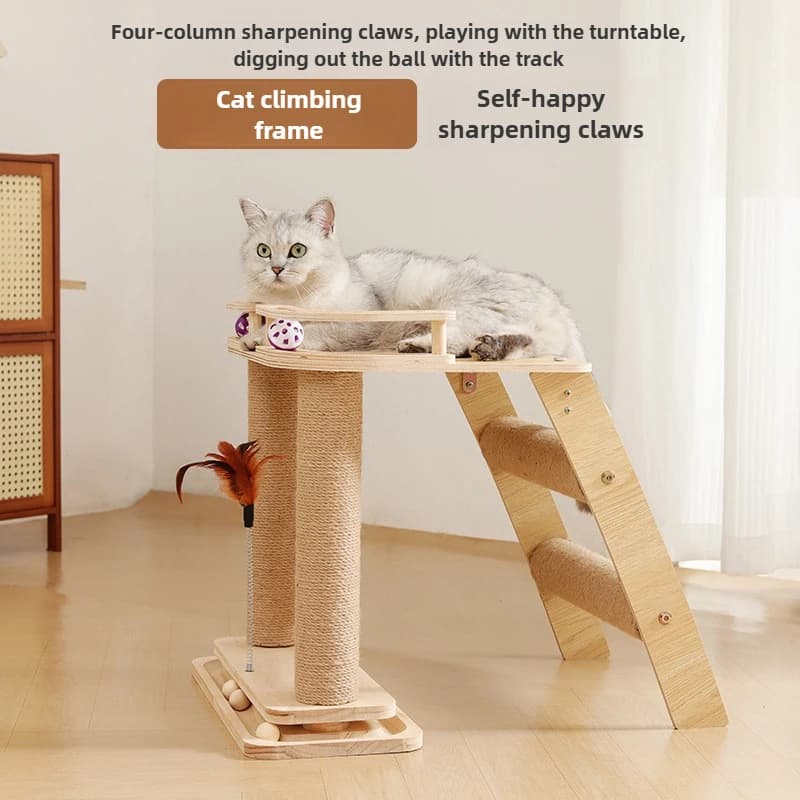 Piattaforma per saltare Campana Palla Tiragraffi per gatti Casa Giocattoli per animali domestici Torre per gatti Accessori per animali Struttura da arrampicata per gatti Tiragraffi Resistente all'usura