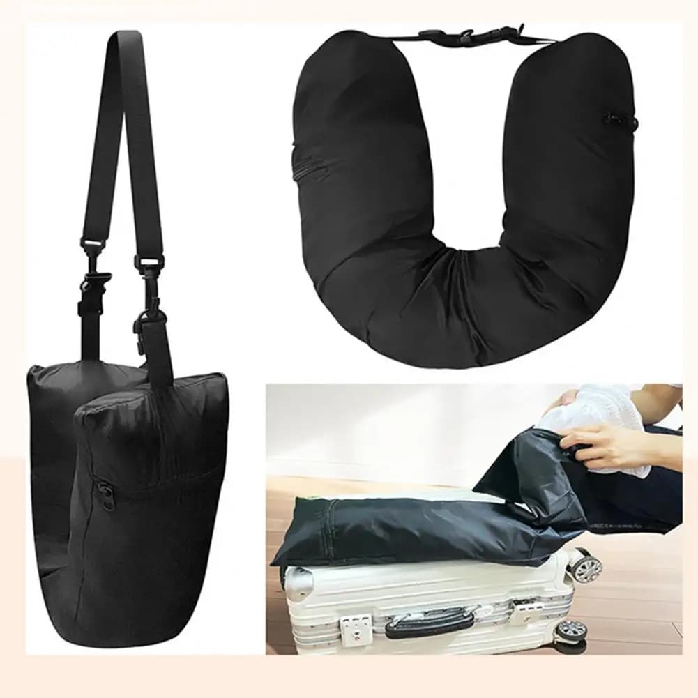 Cuscino da viaggio Cuscino da viaggio imbottito automatico Cuscino da collo imbottito portatile da viaggio con cuscino di supporto ricaricabile per auto