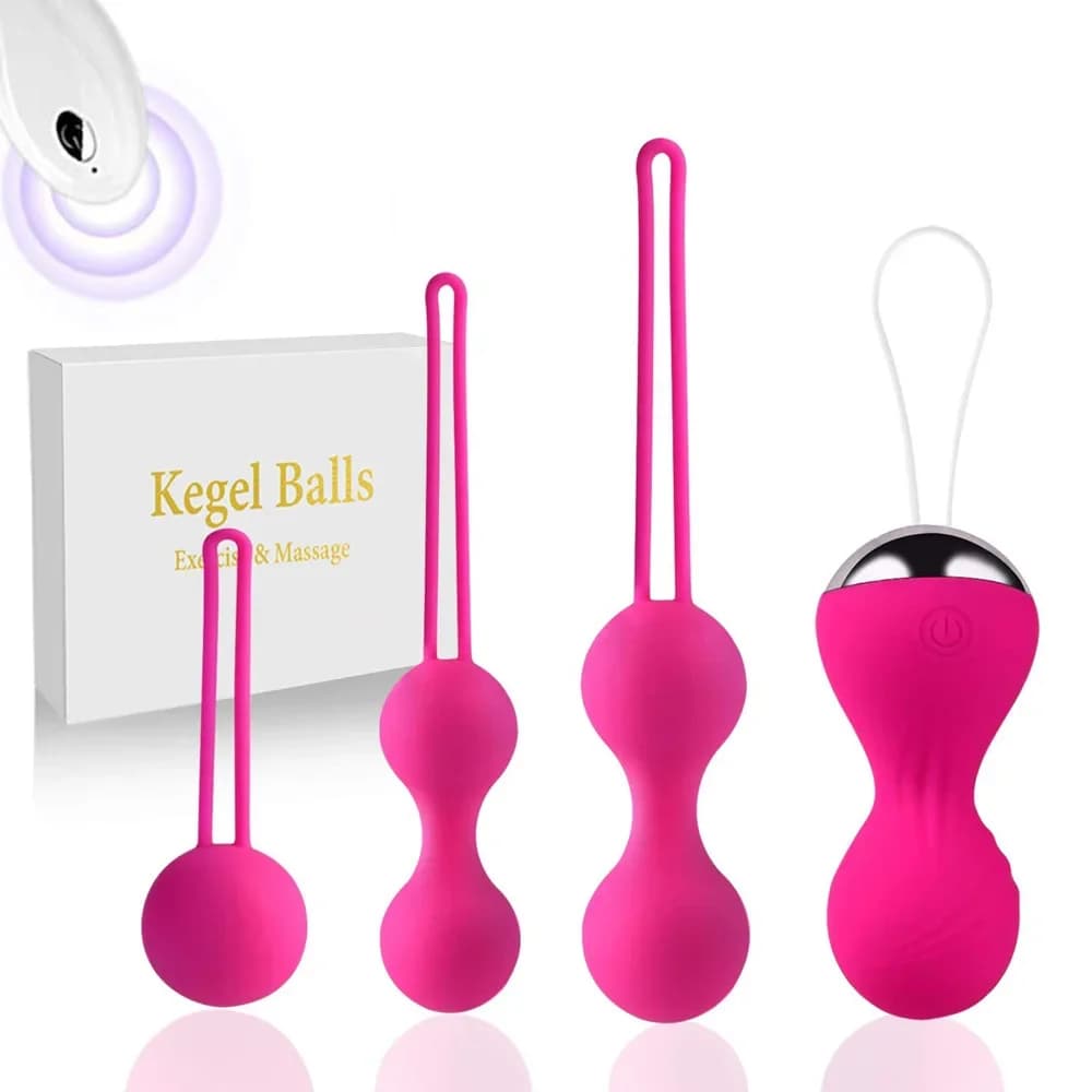 Set di 3/4 Palline Vaginali Kegel con Vibratore, Telecomando Wireless, in Silicone, per Esercizi di Ristringimento, Uova Vibranti, Giocattoli Sessuali per Donne, Massaggiatore