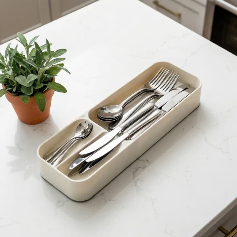 Organizzatore per posate da cucina - Contenitore per coltelli, forchette e cucchiai - Portacoltelli - Scatola portaoggetti per cassetti