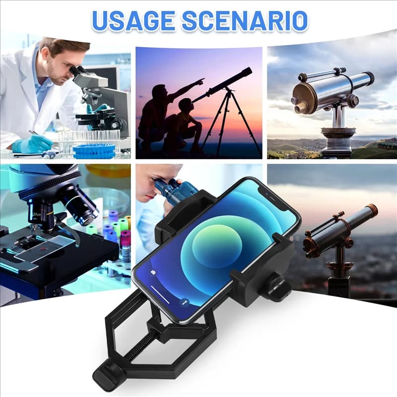 A43Z-Adattatore regolabile universale per telefono cellulare Supporto per microscopio Cannocchiale Staffa per clip per telescopio Supporto per telefono cellulare
