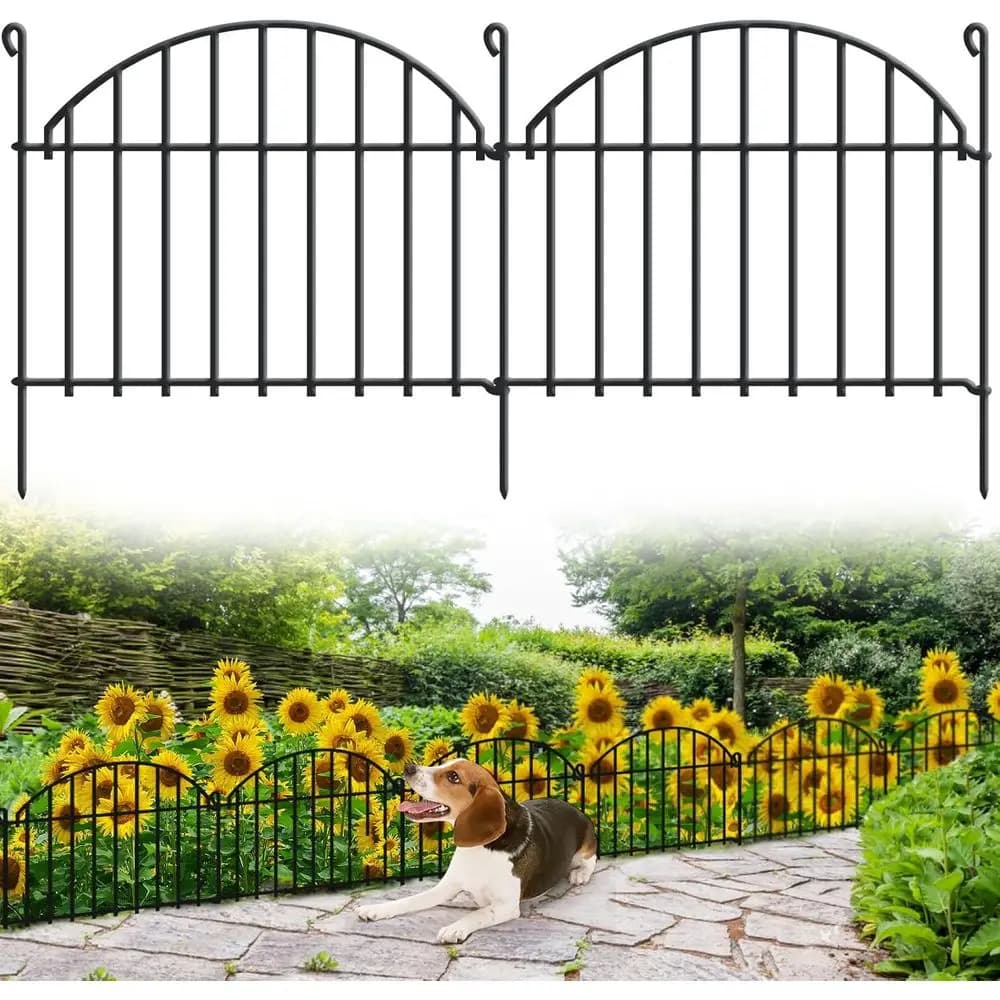 Recinzione da Giardino a 32 Pannelli, Barriera per Animali 45 x 20 per Conigli e Cani, Bordo Decorativo in Metallo Resistente alla Ruggine, Recinzione Arrotondata per Aiuole
