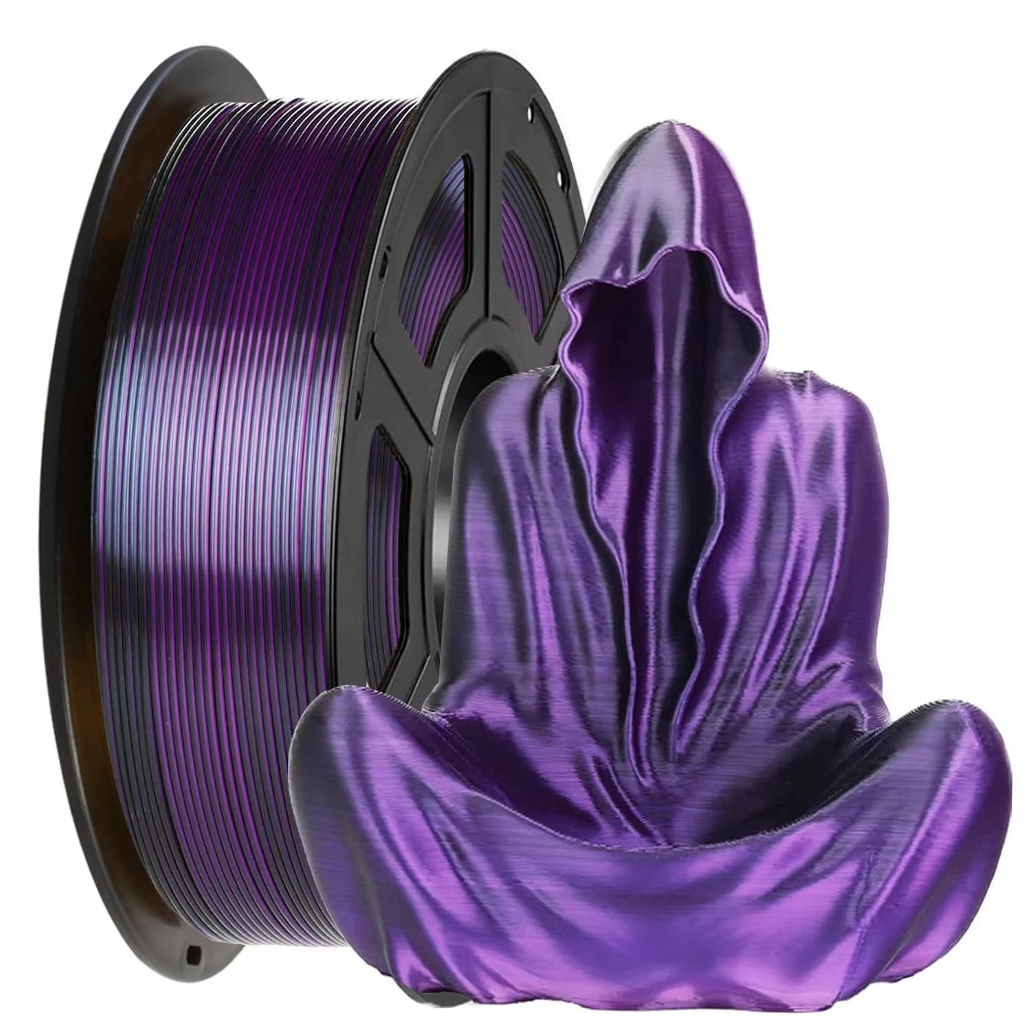 Filamento PLA Bicolore Seta Nero Viola per Stampante 3D 250g 500g 1Kg 1.75mm per Materiale di Stampa 3D Confezione Sottovuoto Individuale