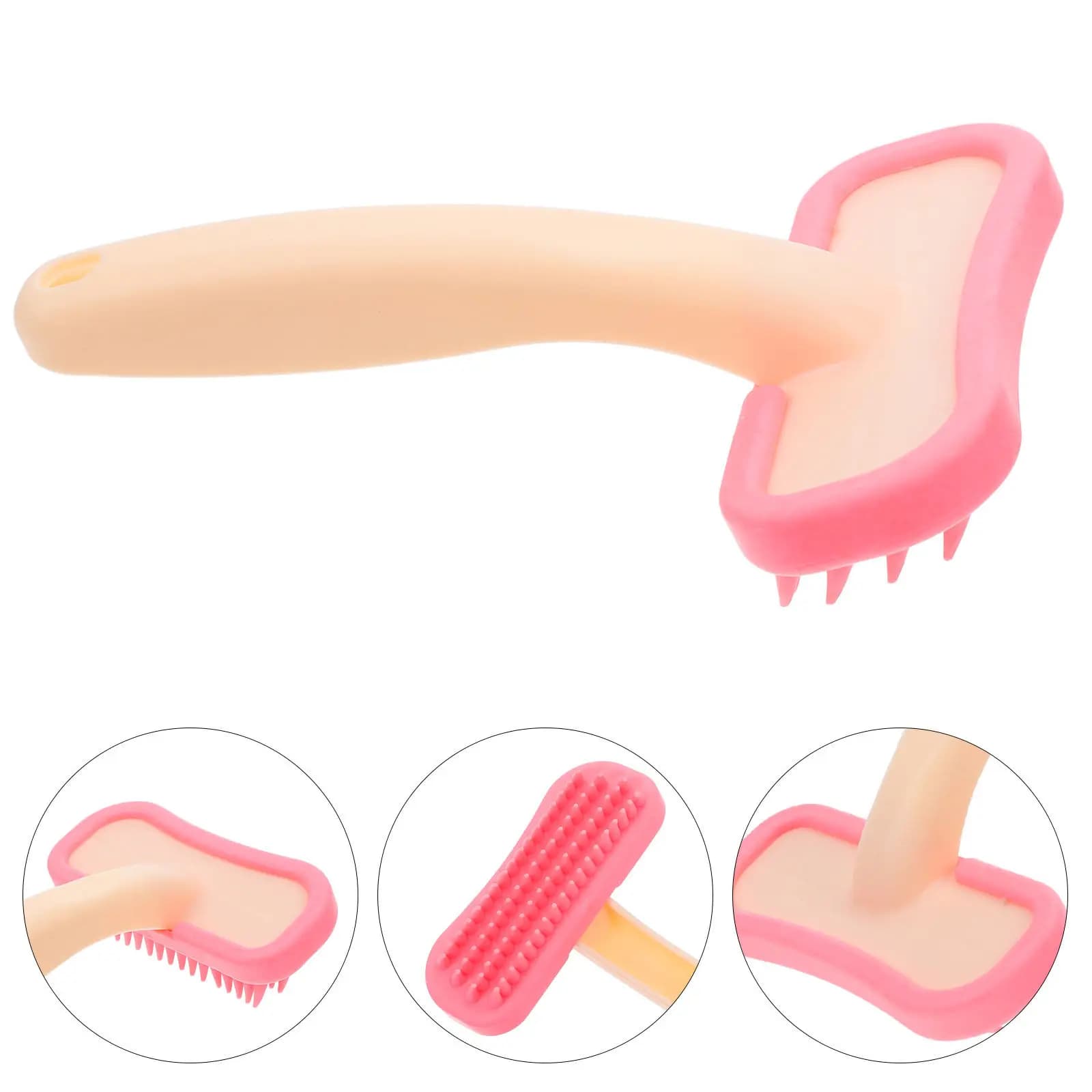 Spazzola per la toelettatura dei conigli, piccola, rosa, in morbido silicone, pettine massaggiante per il bagno degli animali domestici, strumento per la rimozione del pelo di conigli e porcellini d'India
