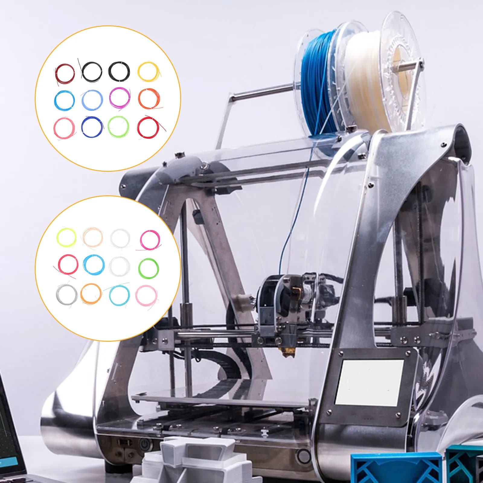 30 Pezzi Filamento per Stampa 3D a Bassa Temperatura 1,75mm per Stampante 3D Compatibile con la Maggior Parte dei Modelli 30 Colori Vivaci Simil-PLA