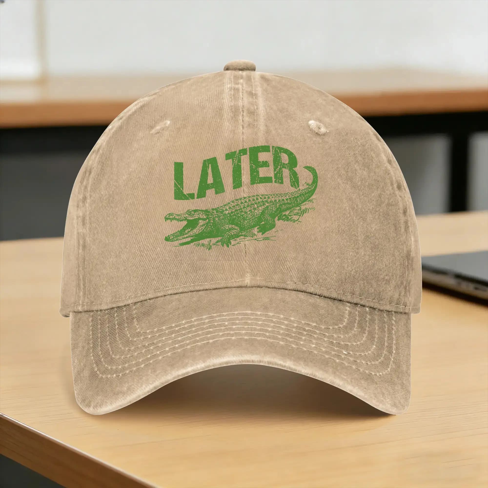 Funny Alligator Late Gator Puns Casual Baseball Cap For Unisex-Teens Summer Kpop Rock Hip Hop Hats y2k Wholesale Snapback Cap