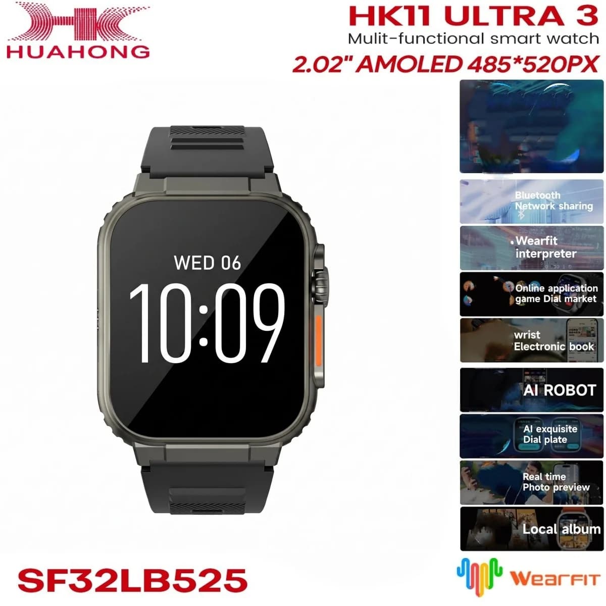 Original HK11 Ultra 3 SmartWatch 4GB ROM 2.02'' HD AMOLED AI Robot Share Network Bluetooth Call ChatGPT NFC Compass Smart Watch