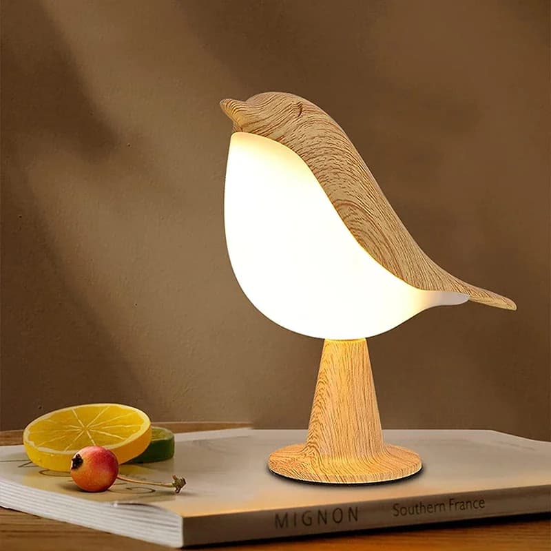 Luci notturne per uccelli in legno a 3 colori Interruttore tattile a LED ricaricabile per illuminazione interna della camera da letto Lampada da scrivania Lampade da comodino Decorazione