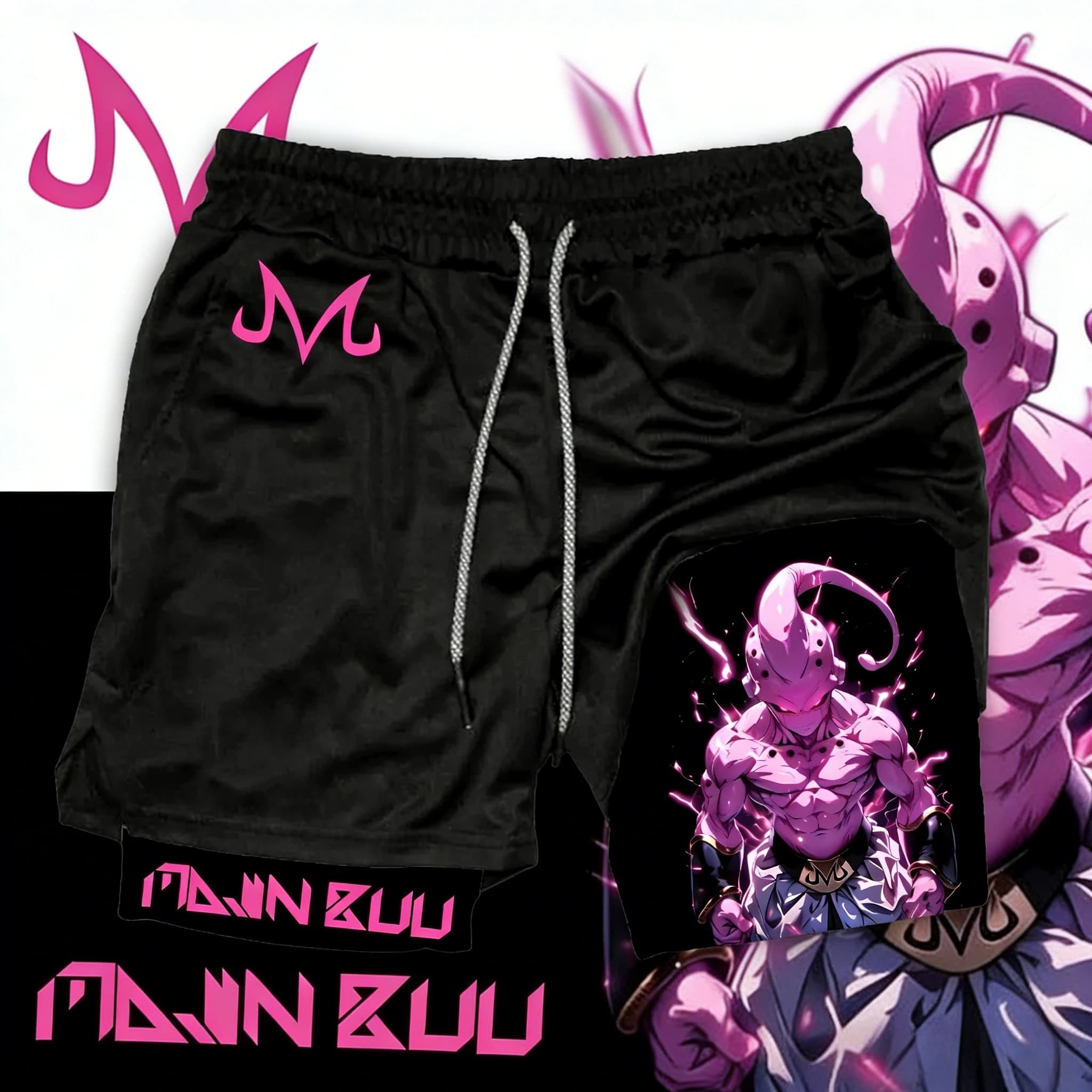 Pantaloncini da Palestra 2-in-1 Dragon Ball Majin Buu Estate 2026, 100% Cotone, Oversize, Stile Retrò Streetwear Unisex per Adulti e Bambini