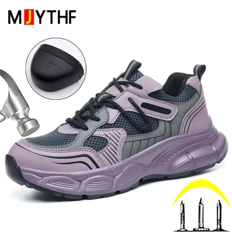 Scarpe antinfortunistiche Scarpe da ginnastica da lavoro da donna Scarpe con punta in acciaio Scarpe da lavoro leggere e confortevoli Scarpe di protezione antiforatura Stivali di sicurezza
