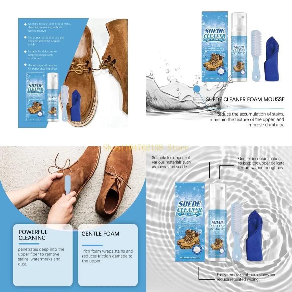 Detergente per tessuti in pelle da 100 per borse in pelle scamosciata, scarpe e nabuk. Include pennello. migliore vendita