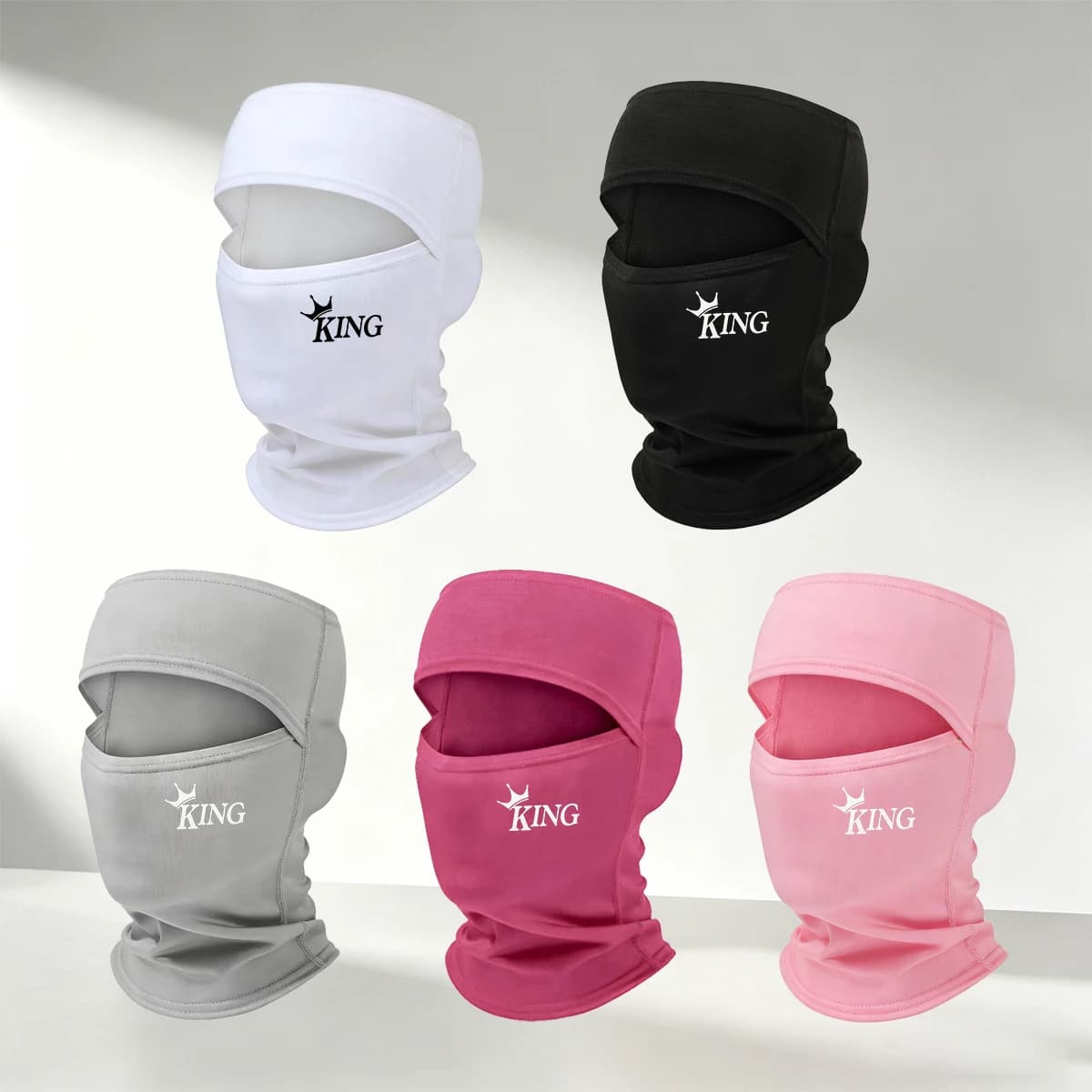 1/2/3/4/5PC Crown KING Print Balaclava Face Mask Breathable Windproof Motorcycle Cycling Neck Gaiter