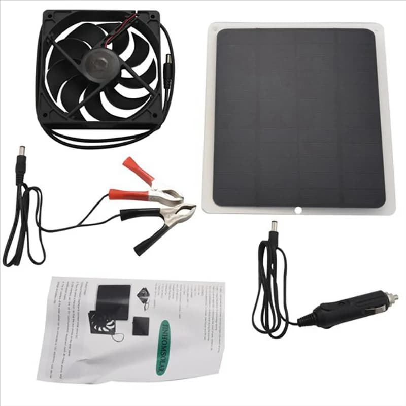Mini ventilatore alimentato da pannello solare da 10 W per tetto per camper con serra per pollaio, casa per cani