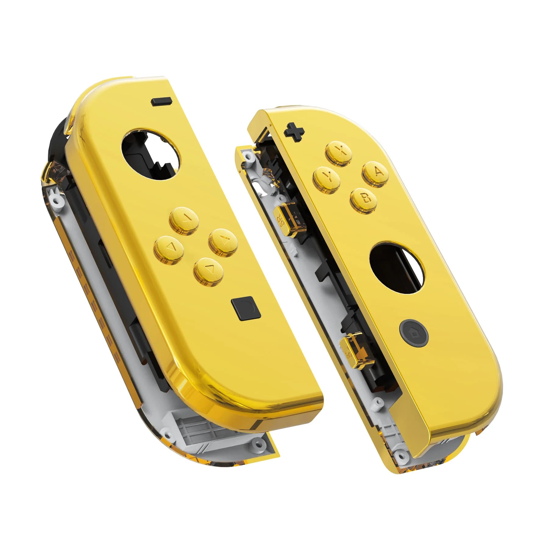 Custodia personalizzata eXtremeRate per Nintendo Switch e Controller OLED JoyCon, Cover per custodia con pulsanti Set completo-Chrome Gold