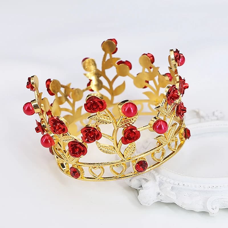 Corona di fiori di lusso Piccole diademi per bambola Diadema Ragazze Compleanno Sposa Matrimonio Gioielli per capelli Prom Corona Torta Topper Ornamenti