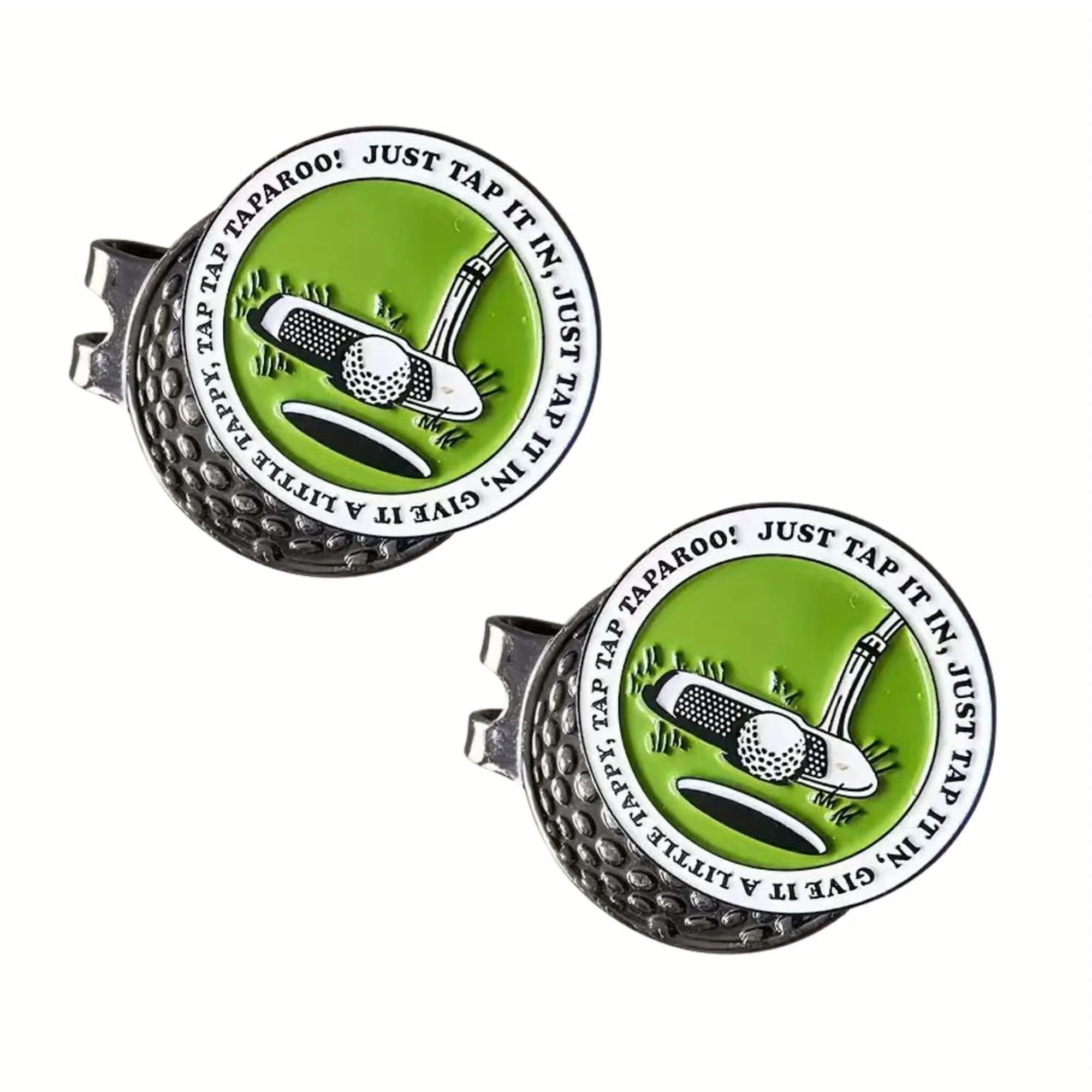 2 pezzi di pennarelli per palline da golf in ferro verde 2 pezzi di pennarelli per palline da golf in ferro verde durevoli con forte clip magnetica per cappelli Pratici clip per cappelli