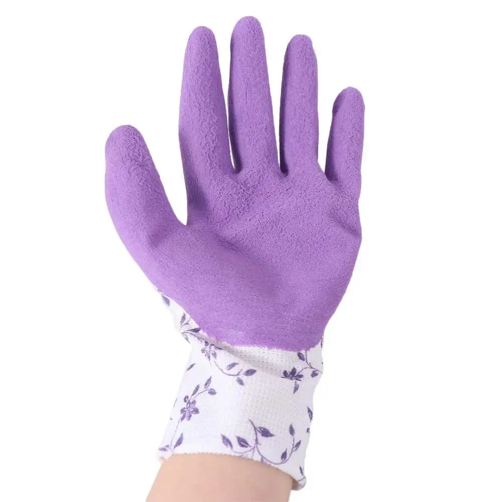 3 paia di guanti da giardinaggio traspiranti, guanti leggeri in schiuma di lattice stampati, guanti da lavoro impermeabili e resistenti all'usura per le donne