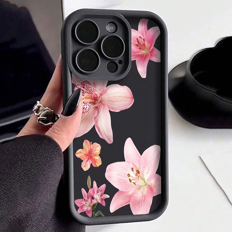 Custodia per telefono minimalista con motivo floreale giglio rosa per Xiaomi Poco X7 X6 X5 X3 F5 F6 F7 M6 Pro Custodia morbida antiurto in silicone