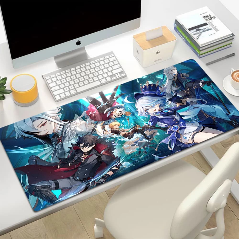 Genshin Impact Tappetino per mouse Furina Gamer Tappetini per mouse Tappetino per mouse da gioco Tappetino per tastiera Tappetini per mouse grandi Tappetini per scrivania Anime XXL per computer di grandi dimensioni