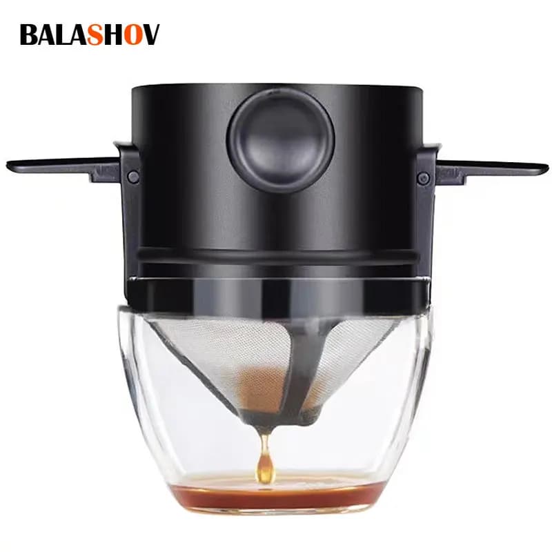 Portable Coffee Filter Reusable Funnel Tea Dispenser Stainless Steel Tea and Coffee Dropper for Home Office Outdoor Travel
